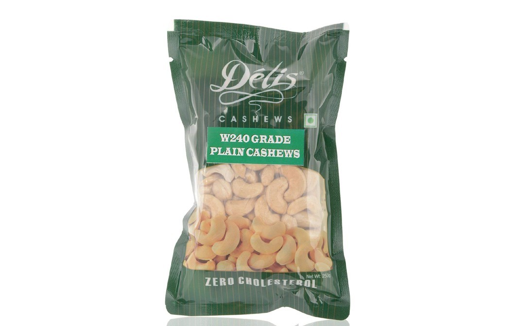 Delis W240 Grade Plain Cashews    Pack  250 grams